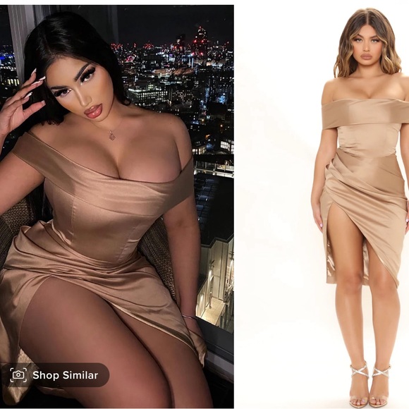 Wave Hello Satin Mini Dress - Brown - Picture 1 of 1